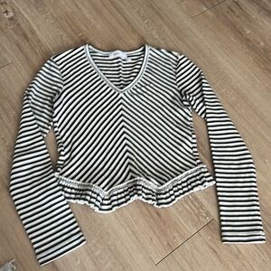 See by Chloe Striped Ruffle Hem Top